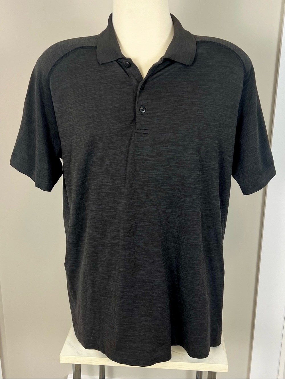 Lululemon Heathered Black Polo Shirt - Classic Short Sleeve